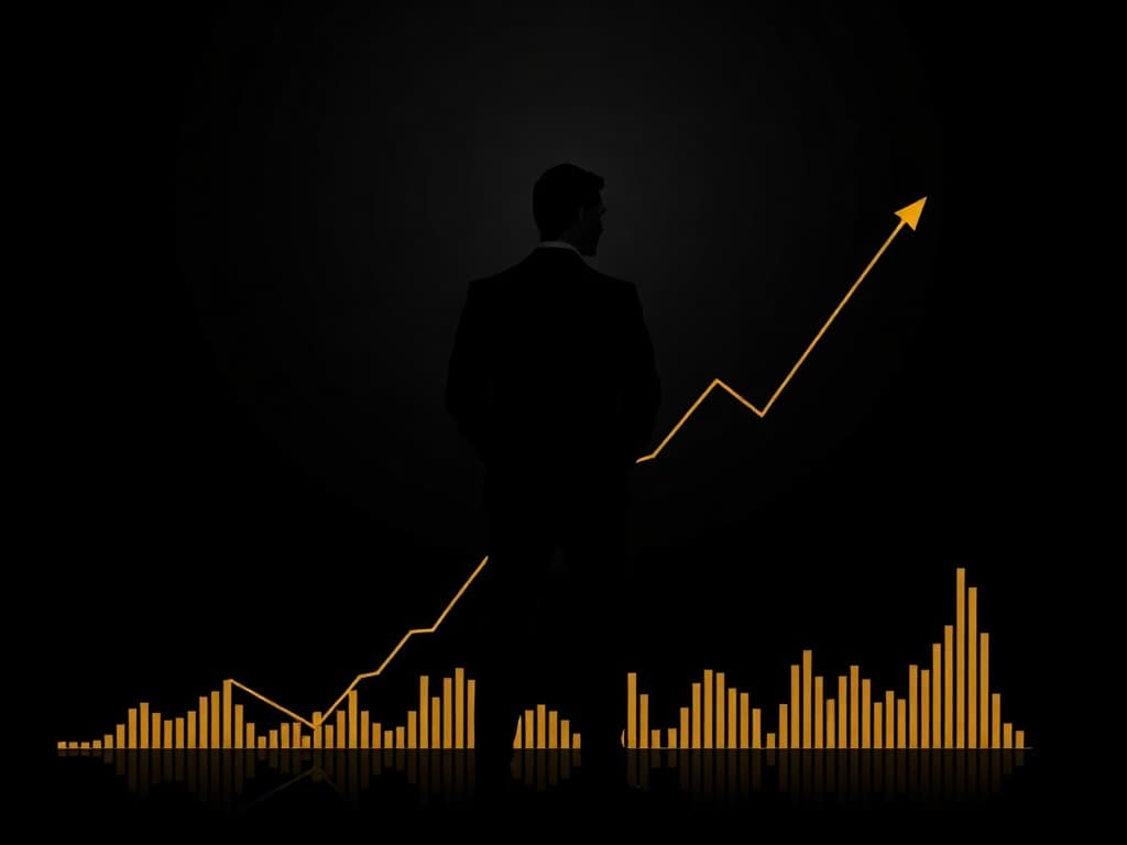 Clean trader silhouette studying the charts